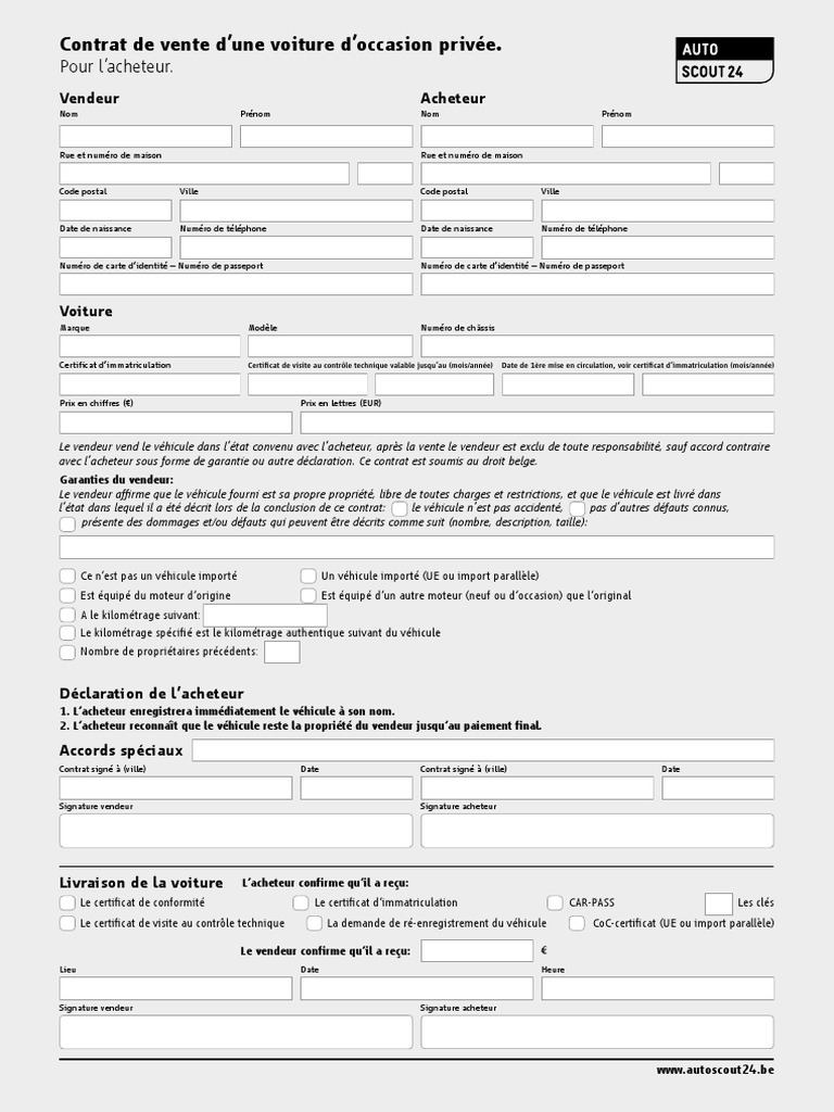 Promesse Vente Vehicule Occasion Pdf