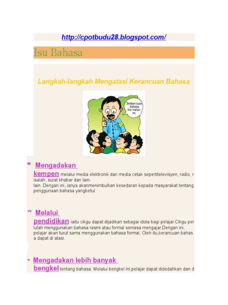 Langkah Mengatasi Masalah Pencemaran Bahasa Pdf