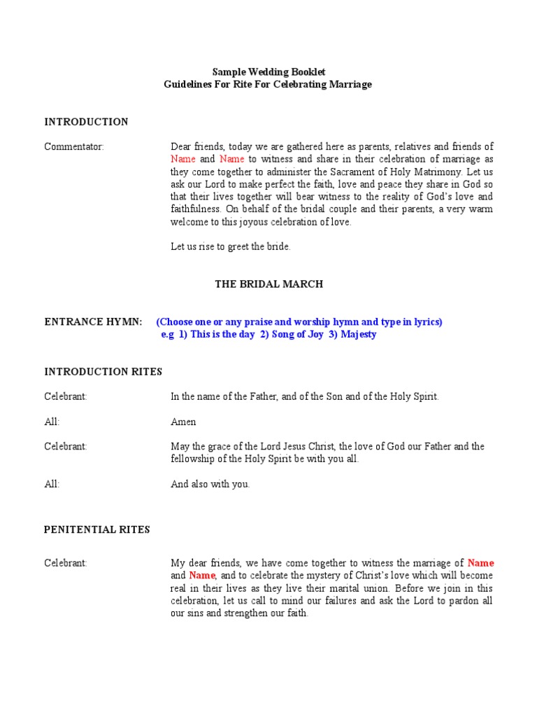 Wedding Ceremony Booklet Template | PDF | Mass (Liturgy) | Eucharist