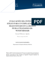 Evaluación Del Potencial Eólico para Un Emplazamiento Seleccionado en La Región Piura Utilizando Ghwindfarmaer