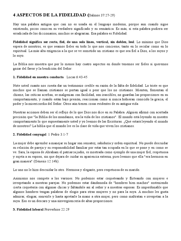 Aspectos de la Fidelidad en la Biblia | PDF | Dios | Biblia