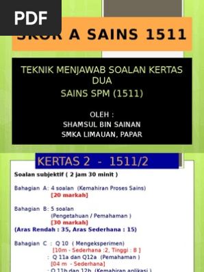 Teknik Menjawab Soalan Sains Spm 1511 Kertas 2 2015 Pdf