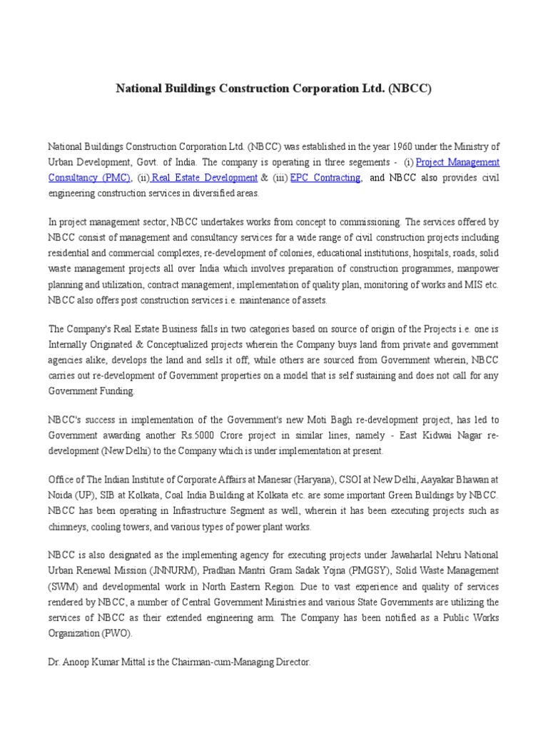 National Buildings Construction Corporation LTD | PDF | Government ...