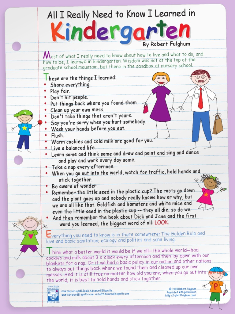 All I Really Need To Know I Learned In: by Robert Fulghum | PDF