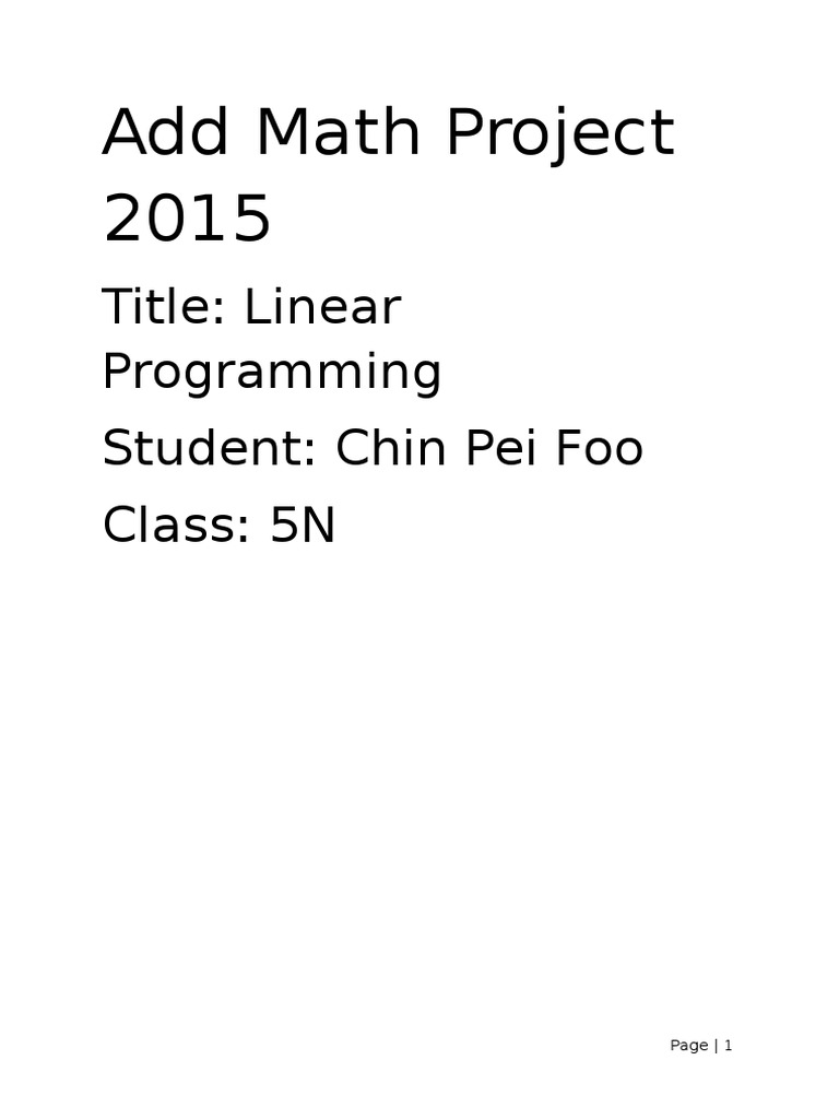 Add Math Project 2015 | PDF | Linear Programming | Teaching Mathematics