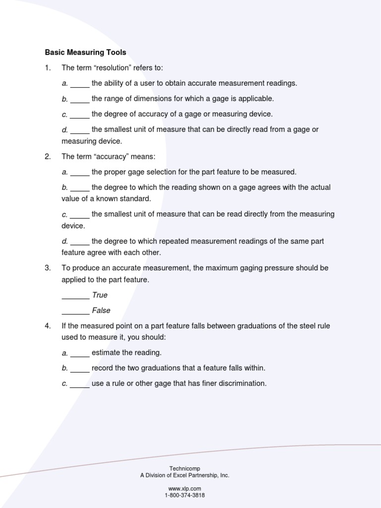Basic Measuring Tools Quiz Answers | PDF | Accuracy And Precision ...