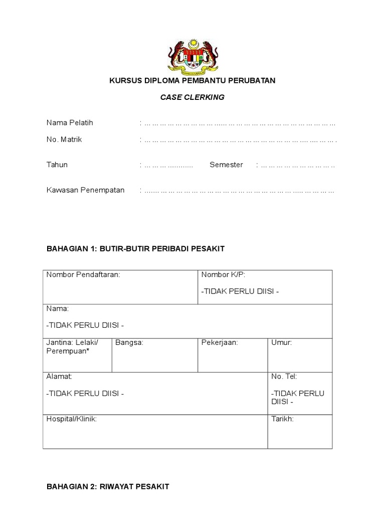 Case Clerking Format