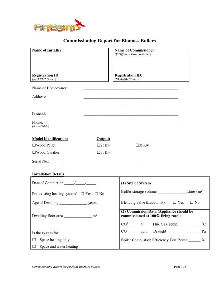 Biomass Boiler Commissioning Report | PDF | Chimney | Boiler