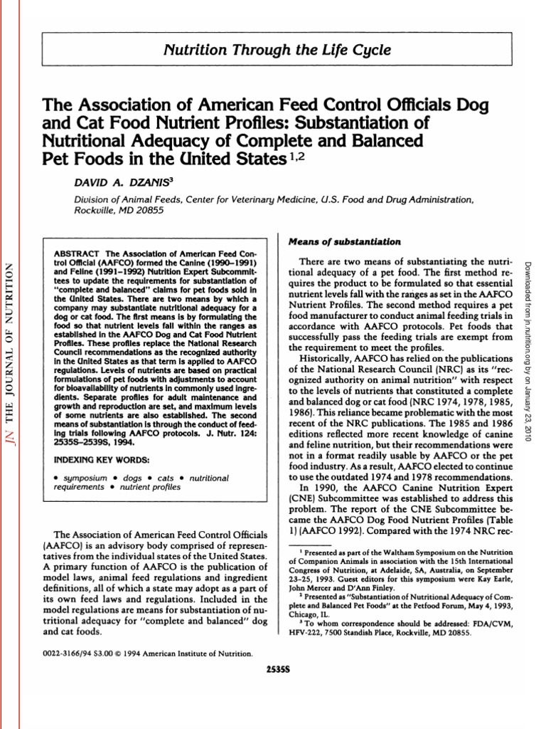 AAFCO Dog & Cat Nutrient Profiles Download Free PDF Nutrients Dog