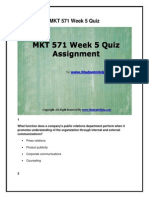 MKT 571 Week 5 Quiz Assignment