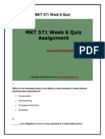 MKT 571 Week 6 Quiz Assignment