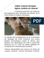 Desarrollan Nueva Terapia Inmunológica Contra El Cáncer