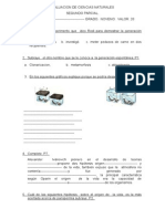 Evaluacion de Ciencias Naturales Segundo Parcial 9 y 10 Grado