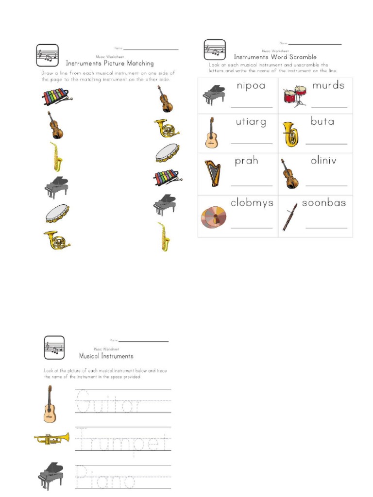 music worksheets pdf