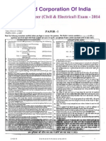 JE-Civil Electrical FCI 2014-Evening