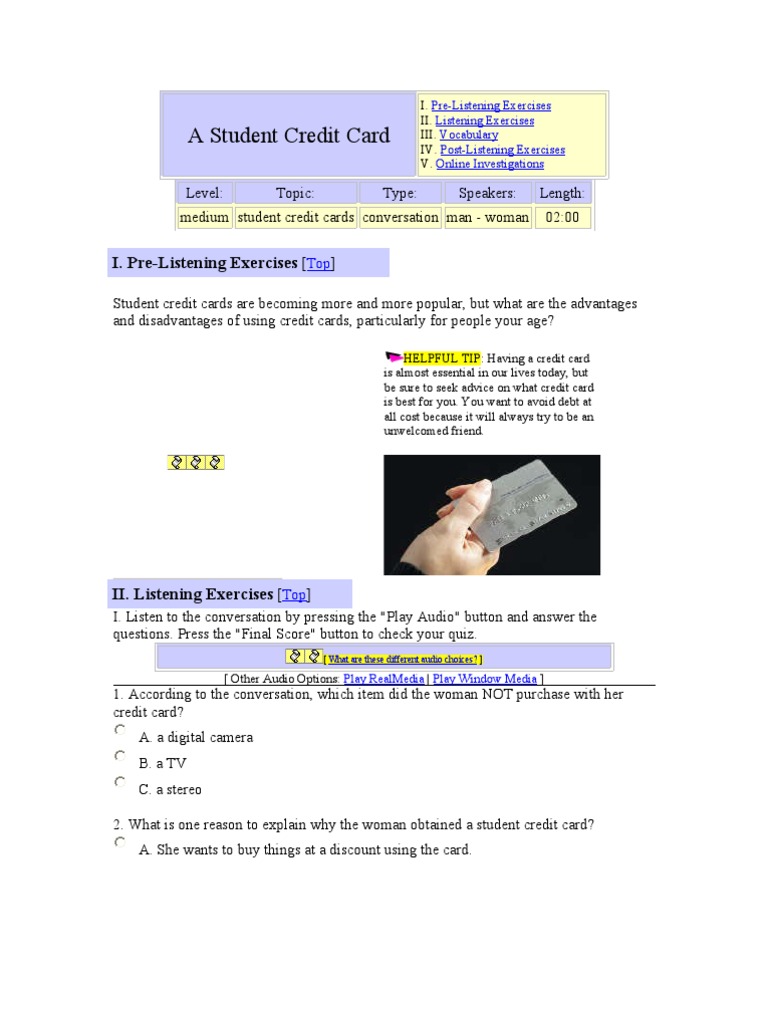 A Student Credit Card | PDF | Credit Card | Textbook