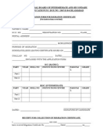 ApplicationApplication Form For Migration Certificate (Form For Migration Certificate