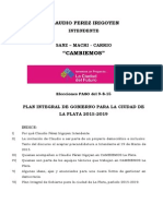 Plan de Gobierno de Claudio Pérez Irigoyen Para La Plata 2.015-2.019