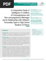 A Comparative Study of Intelligence in Children of Consanguineous and Non-consanguineous Marriages and its Relationship with Holland’s Personality Types in High School Students of Tehran
