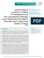 A Comparative Study of Intelligence in Children of Consanguineous and Non-Consanguineous Marriages and Its Relationship With Holland's Personality Types in High School Students of Tehran