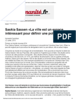 Saskia Sassen «La Ville Est Un Espace Intéressant Pour Définir Une Politique»