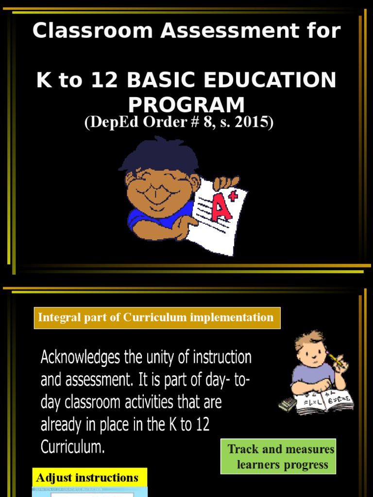 Assessment in the Philippine K to 12 Basic Education Program: Guidance ...