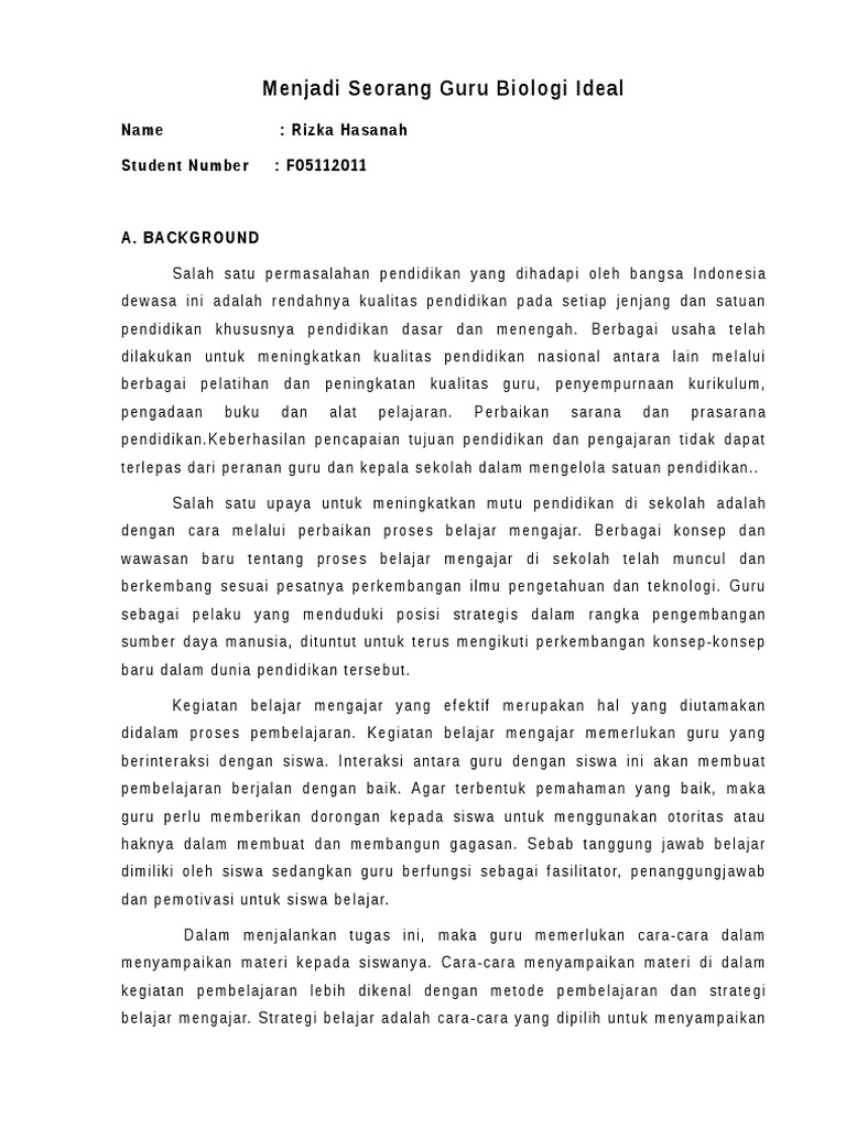 Menjadi Seorang Guru Biologi Ideal Pdf