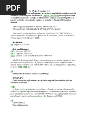L 17 2014 Vc Terenurilor Agricole Din Extravilan