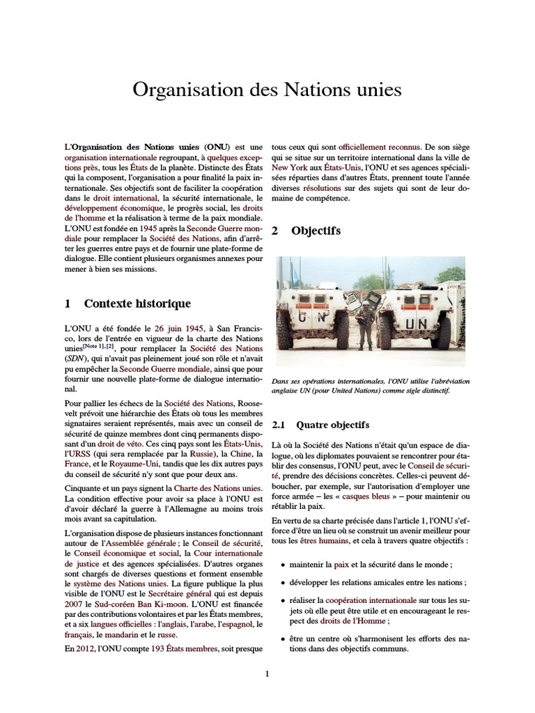 Organisation Des Nations Unies | PDF | Nations unies | Relations ...