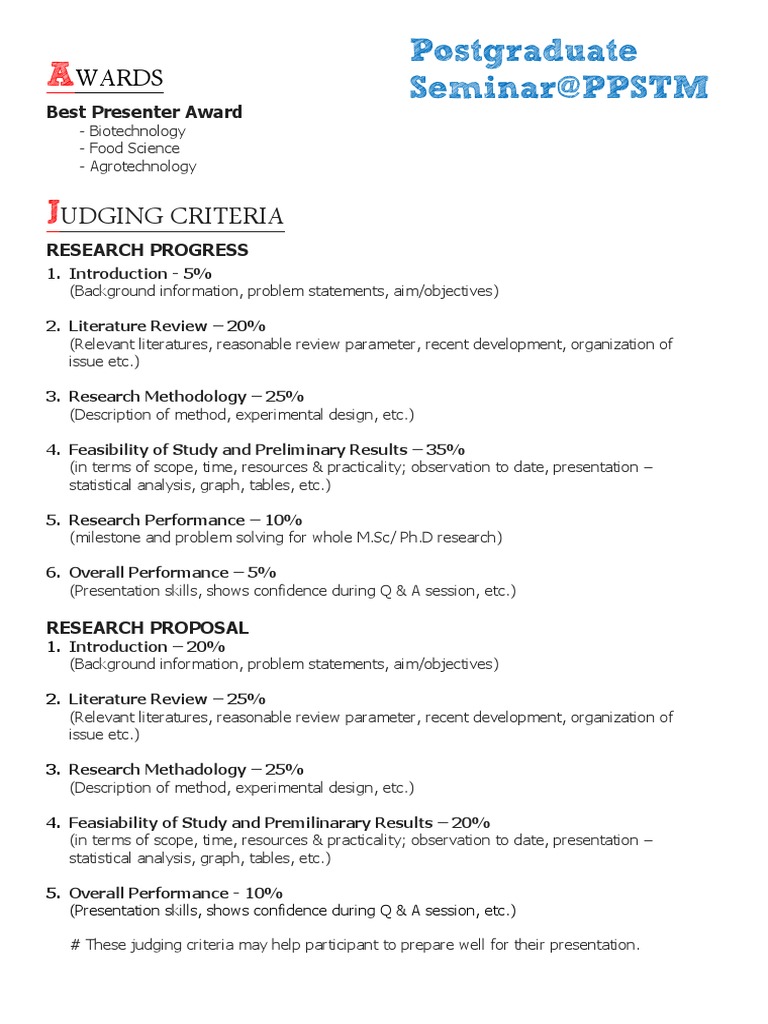 Judging Criteria (Presentation) | PDF