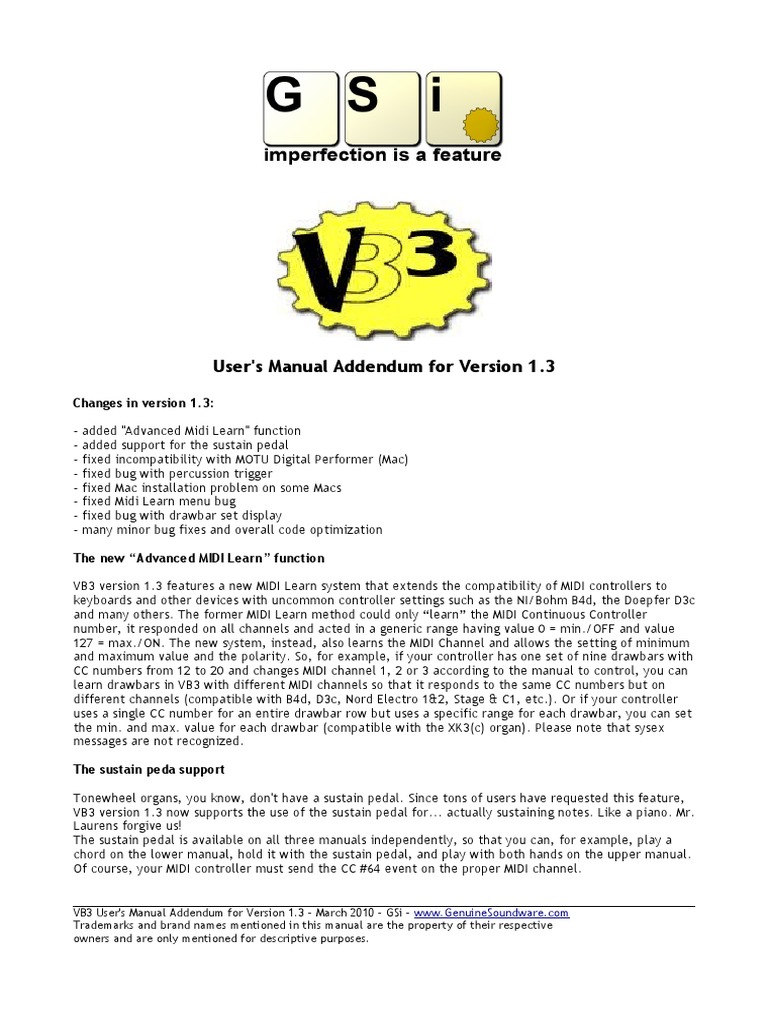 User's Manual Addendum For Version 1.3 | PDF