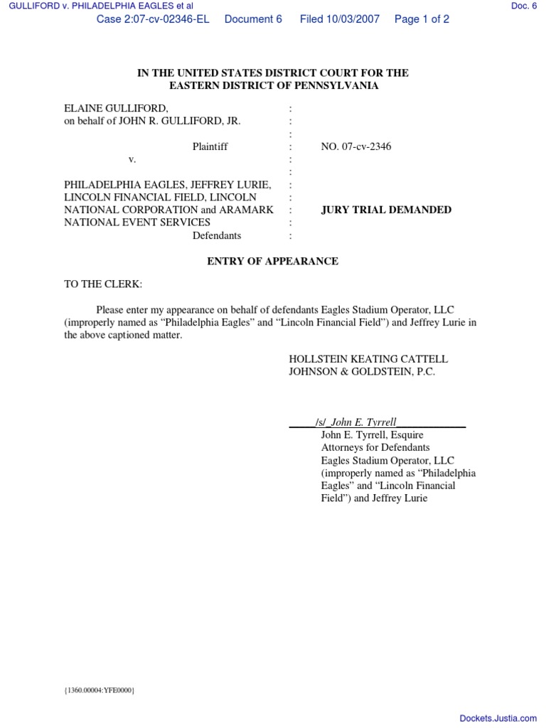 In The United States District Court For The Eastern District Of