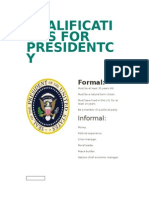 Qualifications For Presidentcy