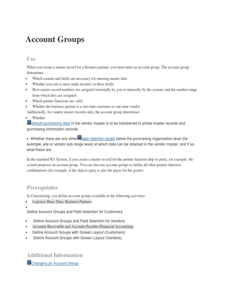 Account Groups: Default Purchasing Data | PDF | Finance & Money Management
