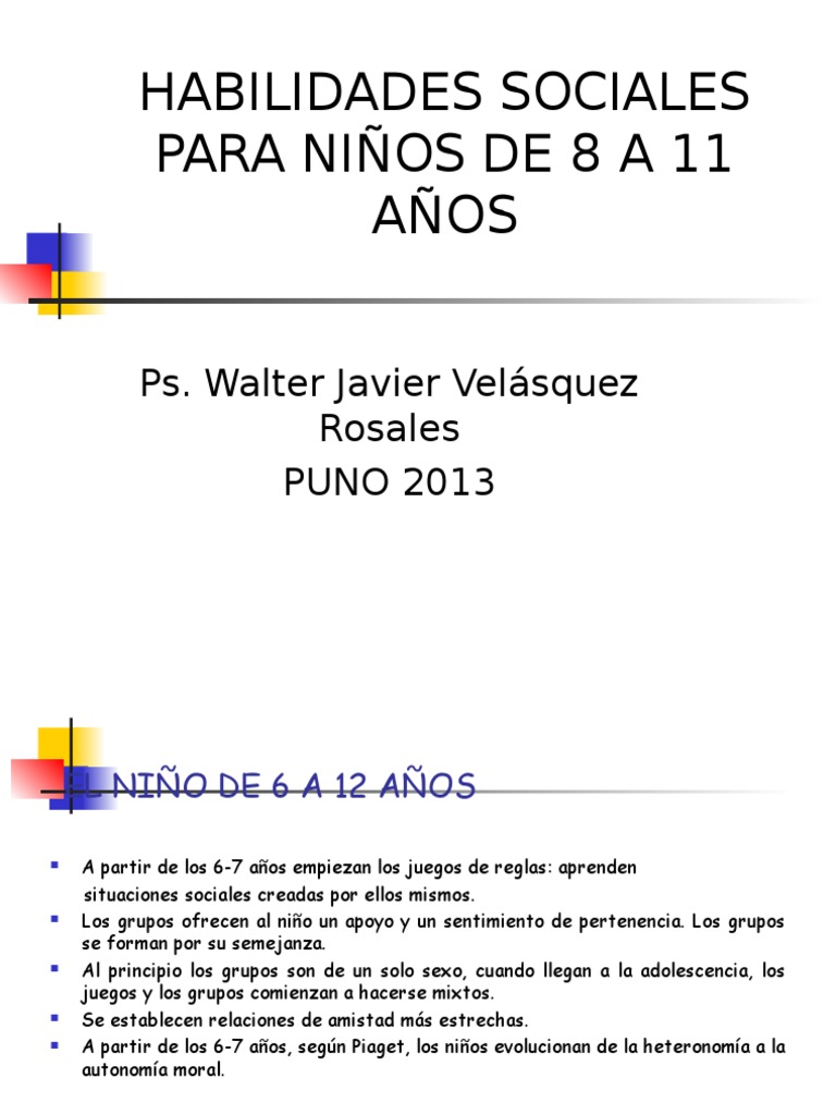 Habilidades Sociales en Niños de 8 a 11 Años | PDF | Las emociones ...