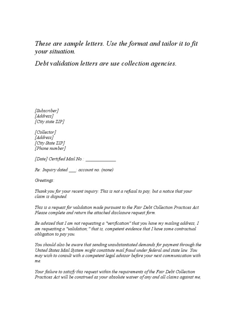Debt Validation Templates  PDF  Debt  Business Law Inside Debt Validation Letter Template