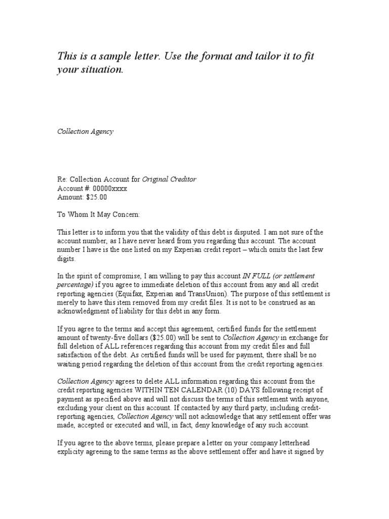 Pay For Deletion Template  PDF  Credit Score  Credit Throughout Dispute Letter To Creditor Template