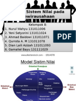 Model Sistem Nilai Pada Kewirausahaan Kelompok 8