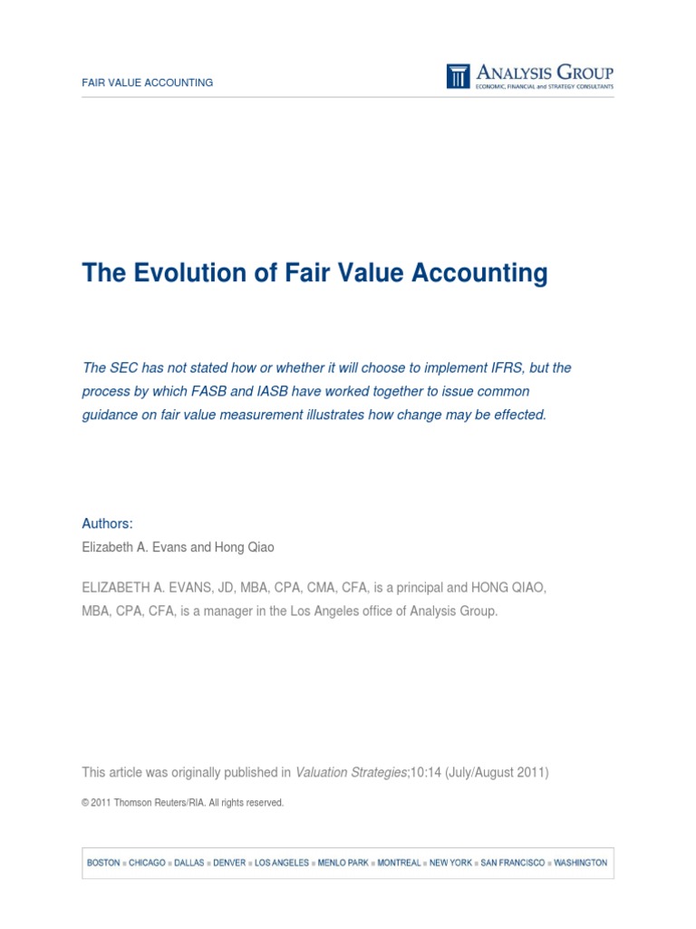 Evans The Evolution of Fair Value Accounting | PDF | Fair Value ...