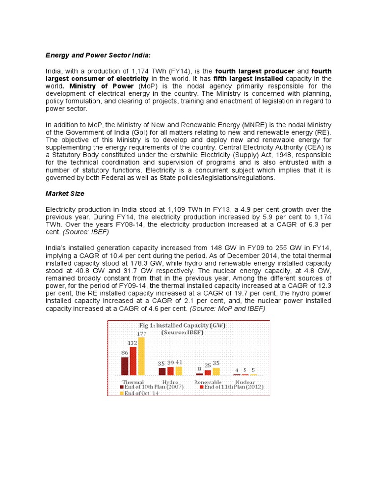 Energy and Power Sector India | PDF | Hydroelectricity | Electricity ...