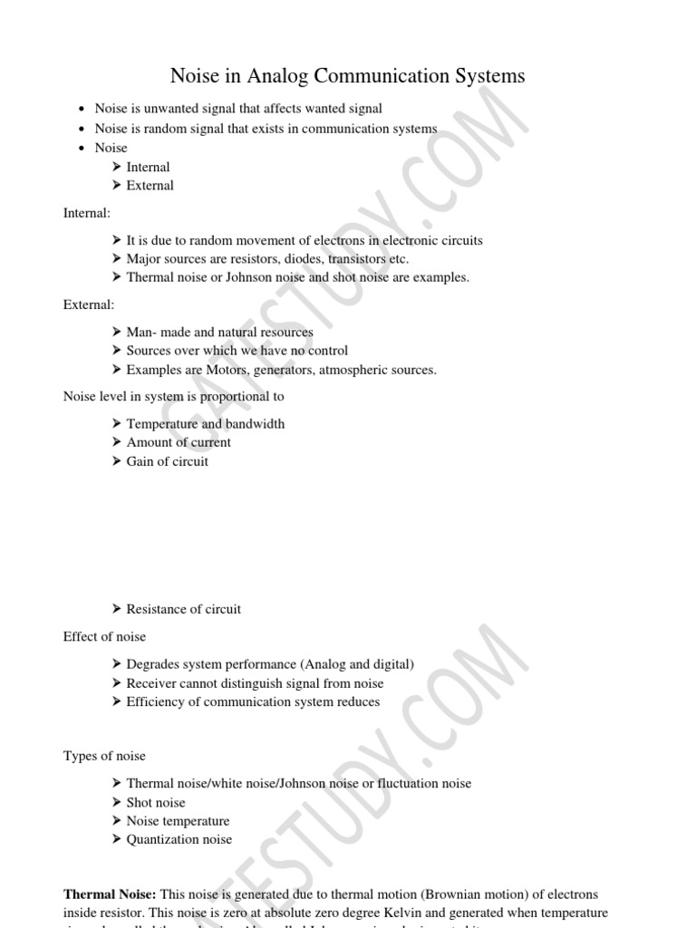 Noise in Communication Systems | PDF | Frequency Modulation | Signal To ...