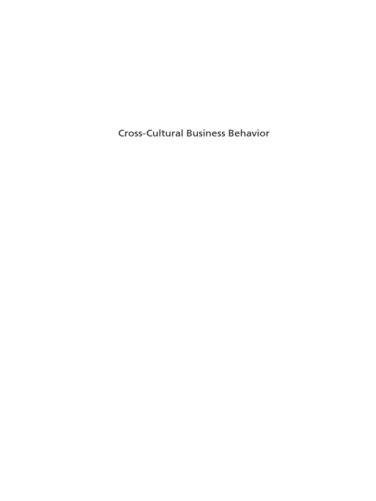 Cross Cultural Business Behavior Pdf Sales Exports