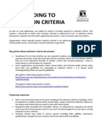 Responding To Selaection Criteria June 2013