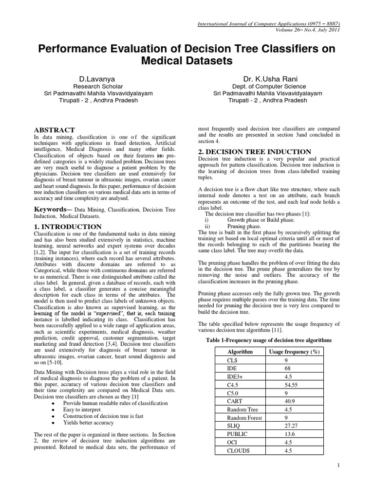 Performance Evaluation of Decision Tree Classifiers On Medical Datasets ...