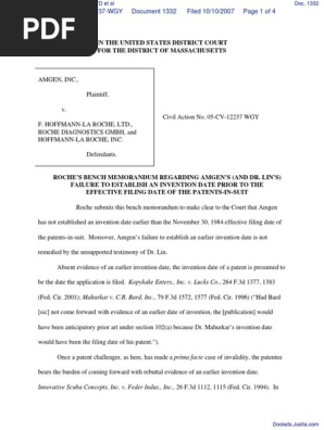 Amgen Inc. v. F. Hoffmann-LaRoche LTD et al - Document No. 1332