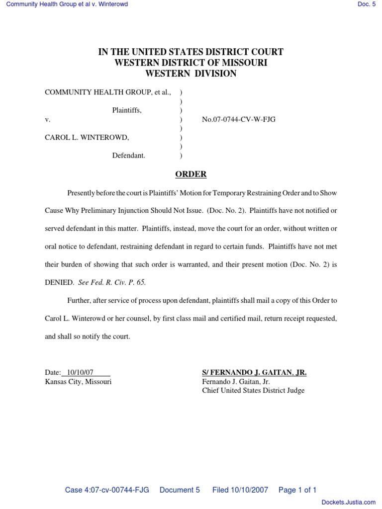 Legal Order on Injunction Request | PDF | Injunction | Service Of Process