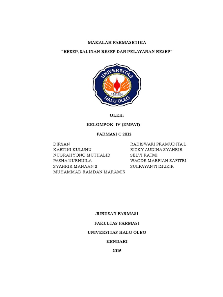 Makalah Resep Dan Salinan Resep Makalah Resep Dan Salinan Resep