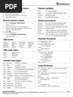 Excel VB A Quick Reference