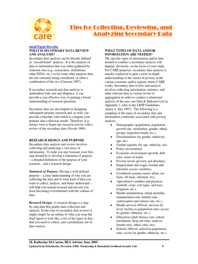 Dme Tips For Collecting Reviewing And Analyzing Secondary Data Pdf