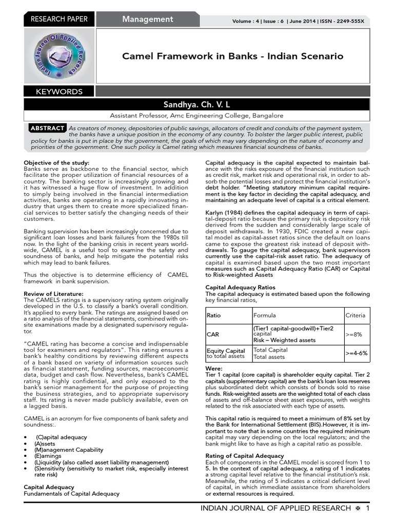 Camel Framework in Banks - Indian Scenario | PDF | Capital Adequacy ...